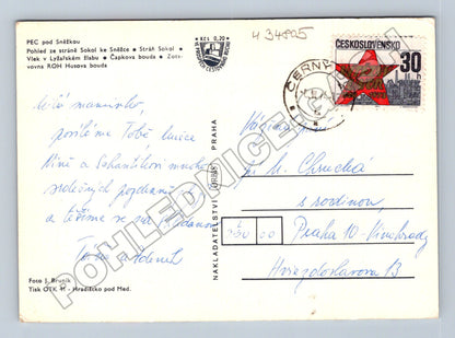 Pohlednice Pec pod Sněžkou Krkonoše zimní motiv 1970 (M34805)