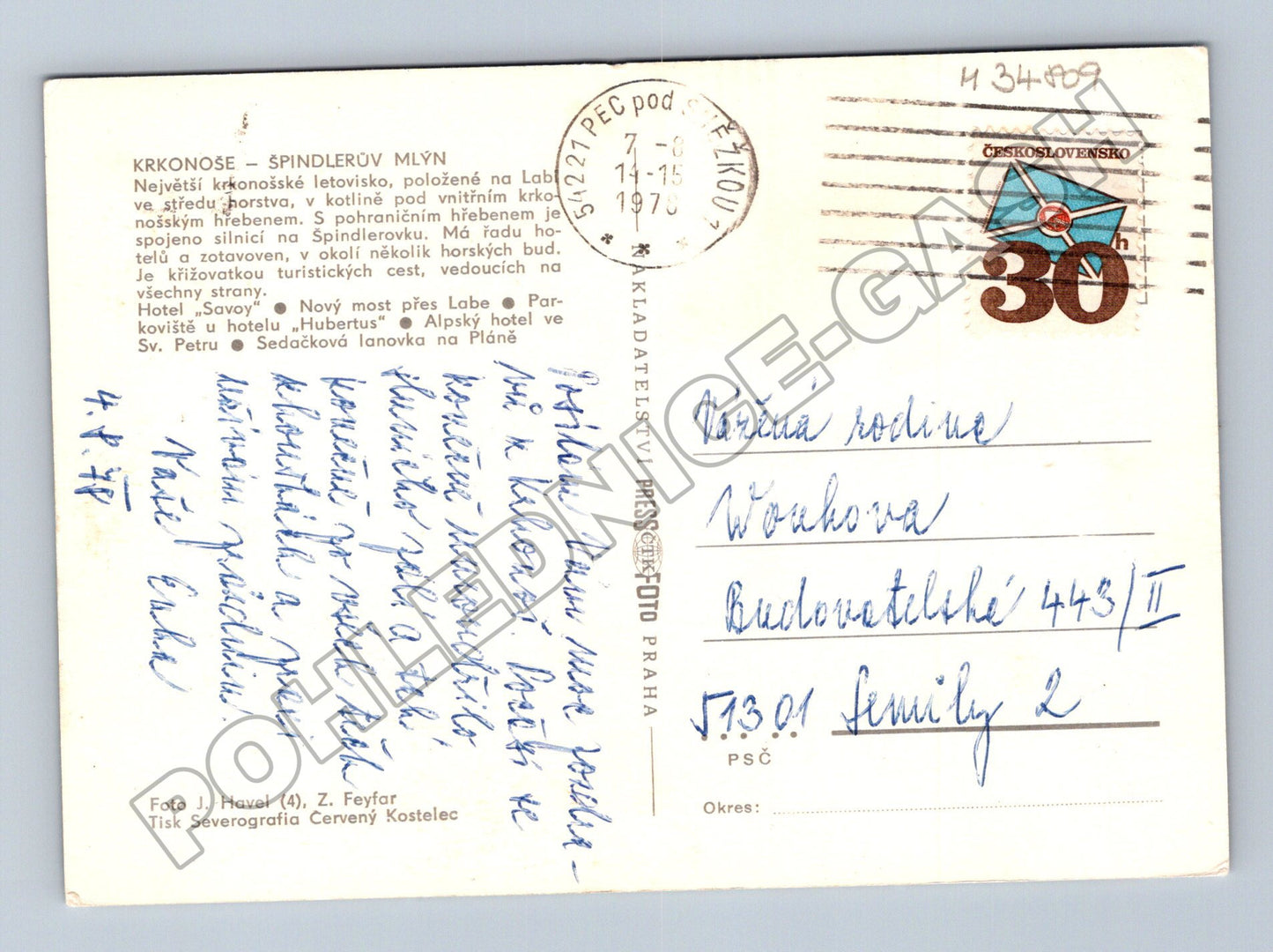 Pohlednice Špindlerův Mlýn Krkonoše koláž 1970 (M34809)
