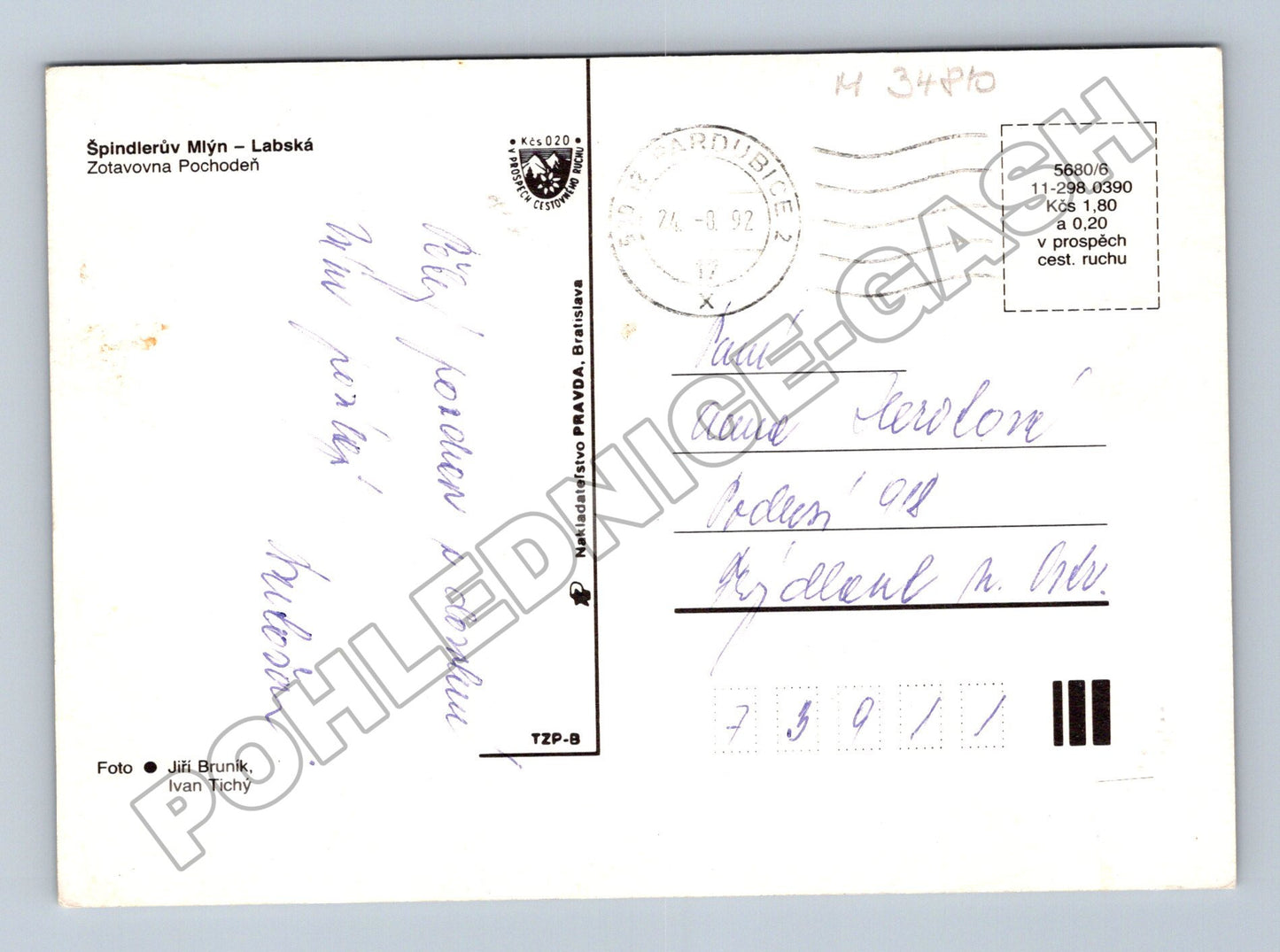 Pohlednice Špindlerův Mlýn Zotavovna Pochodeň 1992 (M34810)