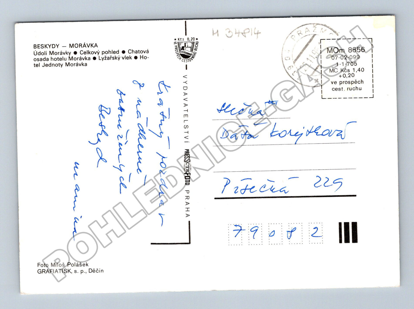 Pohlednice Morávka Beskydy zimní motiv 1999 (M34814)