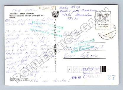 Pohlednice Malá Morávka Jeseníky zimní motiv 1986 (M34815)