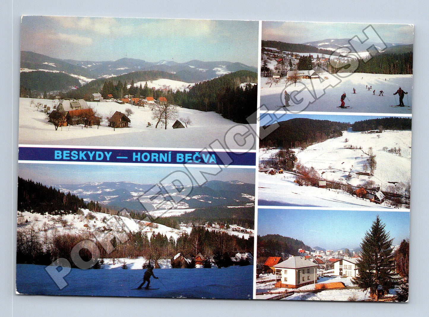 Pohlednice Horní Bečva Beskydy zimní scény lyžování 1989 (M34820)