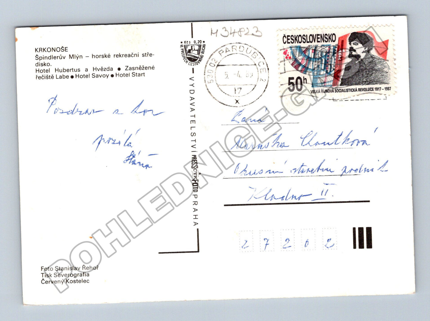 Pohlednice Špindlerův Mlýn zimní motivy 1985 (M34823)