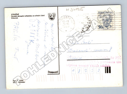 Pohlednice Strážné Krkonoše zimní motiv 1989 (M34825)