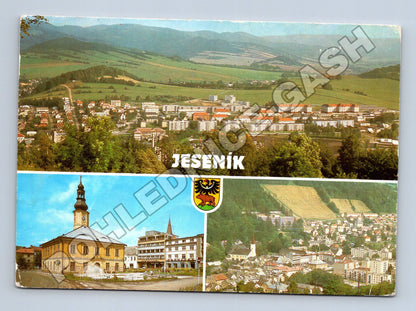 Pohlednice Jeseník náměstí a panorama 1970s (M34830)