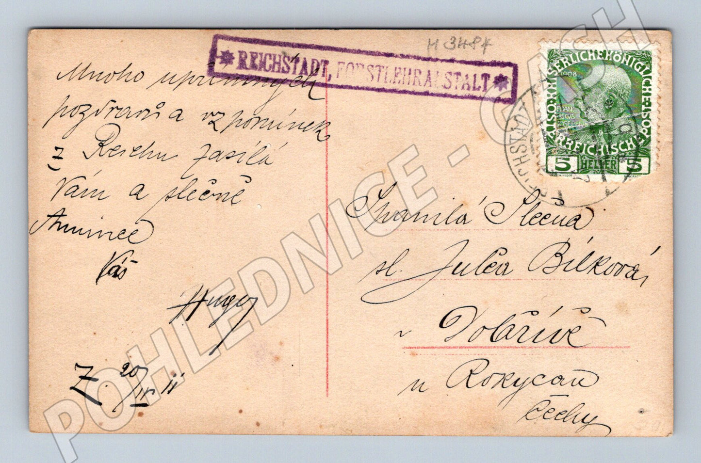 Pohlednice portrét dámy 1911 Reichenstadt (M3484)