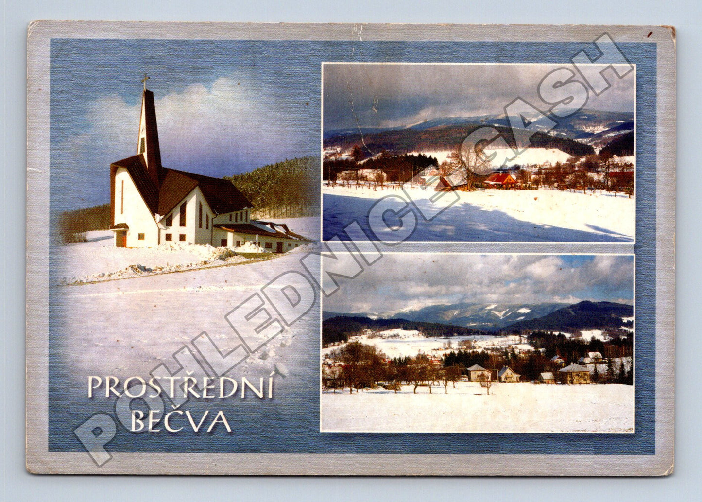 Pohlednice Prostřední Bečva zimní krajina 1989 (M34857)