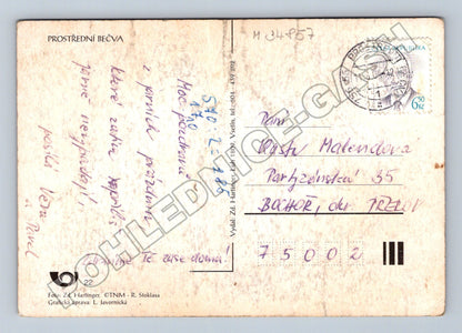 Pohlednice Prostřední Bečva zimní krajina 1989 (M34857)
