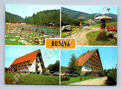 Pohlednice Rusava Hostýnské hory, koupaliště, hotely (M34859)