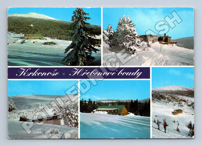 Pohlednice Krkonoše Hřebenové boudy zimní motiv (M34863)