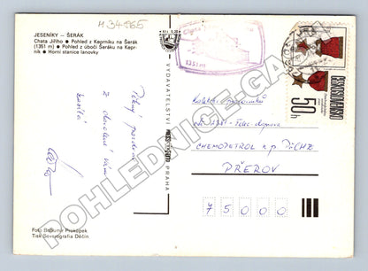 Pohlednice Jeseníky Šerák Chata Jiřího lanovka 1987 (M34865)