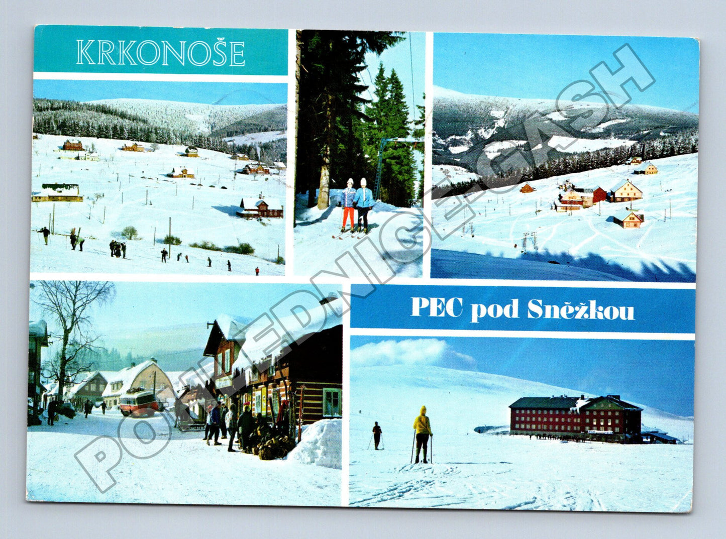 Pohlednice Krkonoše Pec pod Sněžkou zima 1975 (M34866)