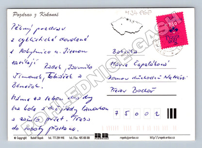 Pohlednice Krkonoše Sněžka Mumlavský vodopád 2008 (M34868)