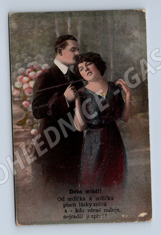 Pohlednice zamilovaný pár kolor ČR do 1950 (M3487)