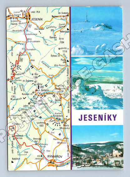 Pohlednice Jeseníky Praděd mapa s fotografiemi (M34876)