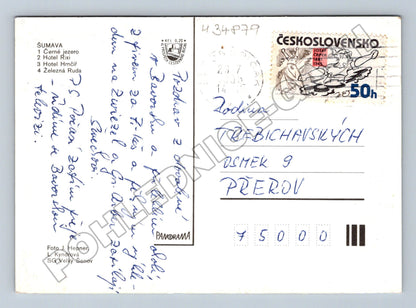 Pohlednice Šumava mapa krajiny a výhledy 197x (M34879)