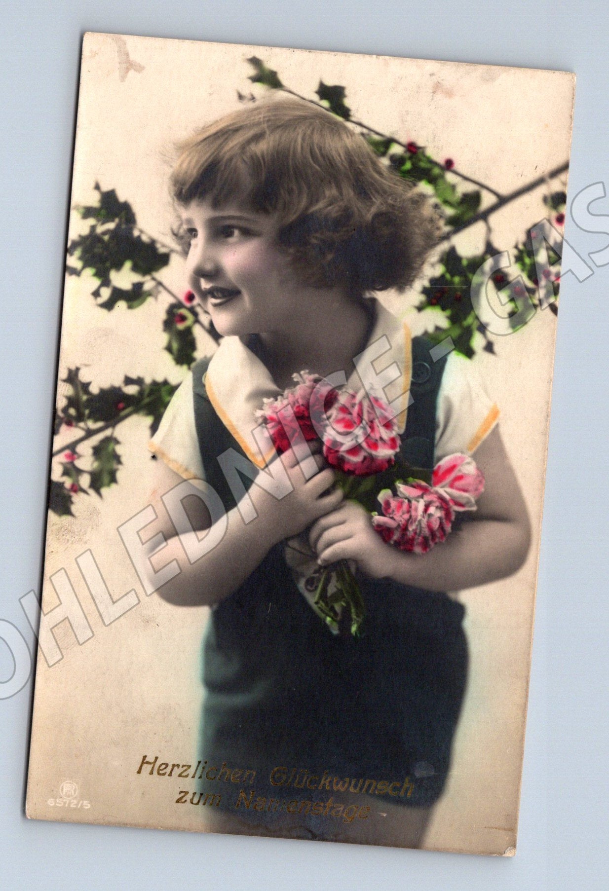 Pohlednice dívka s květinami kolor Náchod (M3488)