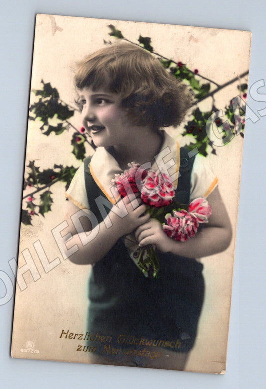 Pohlednice dívka s květinami kolor Náchod (M3488)