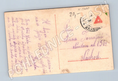 Pohlednice dívka s květinami kolor Náchod (M3488)