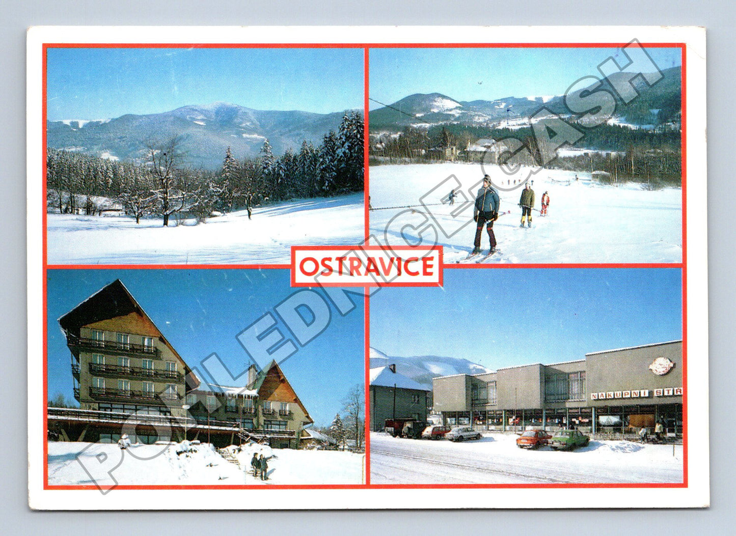 Pohlednice Ostravice zimní motiv lyžaři (M34884)