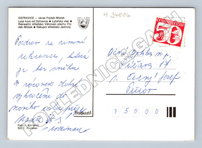 Pohlednice Ostravice zimní motiv lyžaři (M34884)