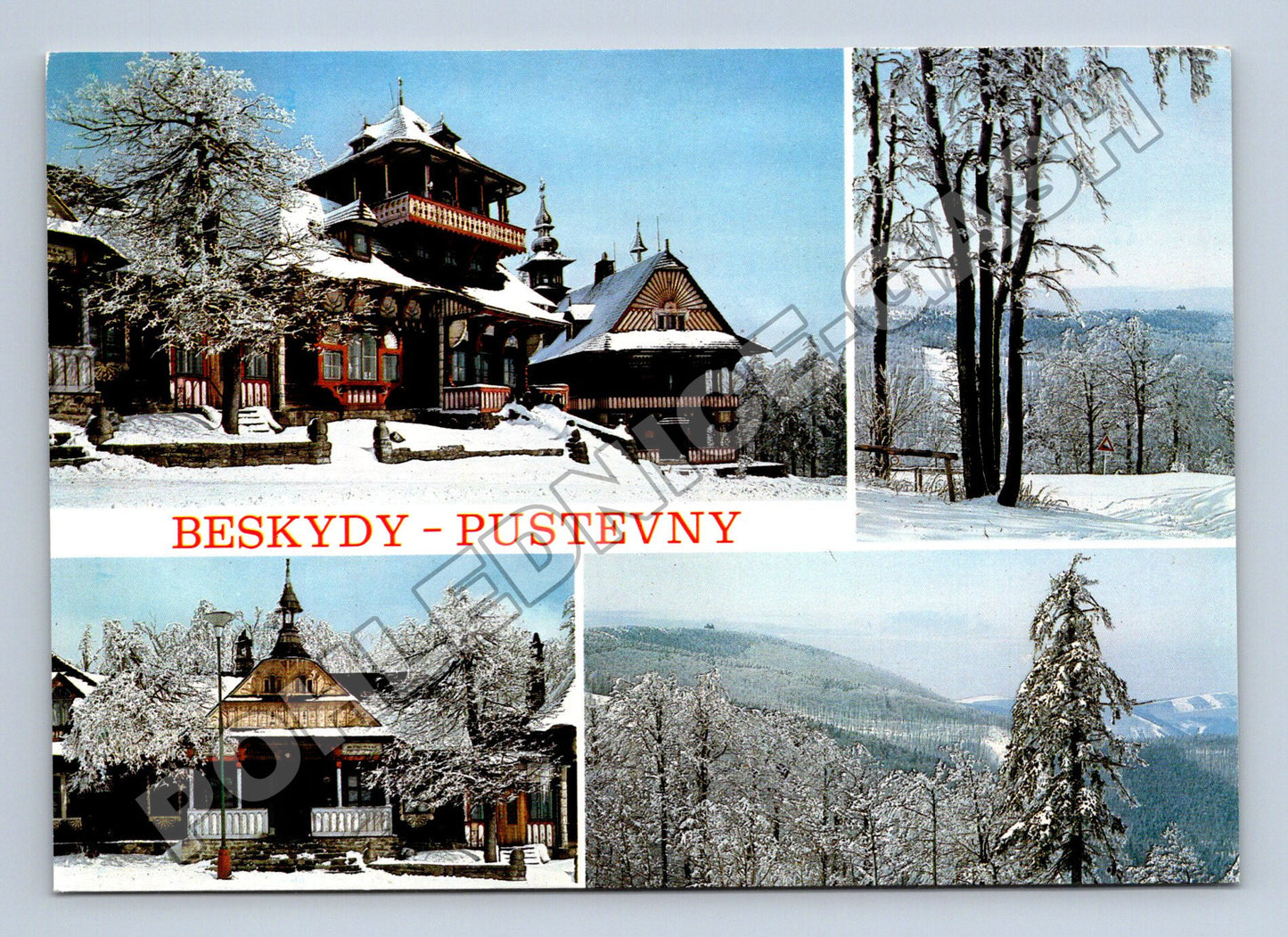 Pohlednice Beskydy Pustevny zimní krajina koláž (M34886)