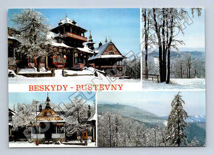 Pohlednice Beskydy Pustevny zimní krajina koláž (M34886)