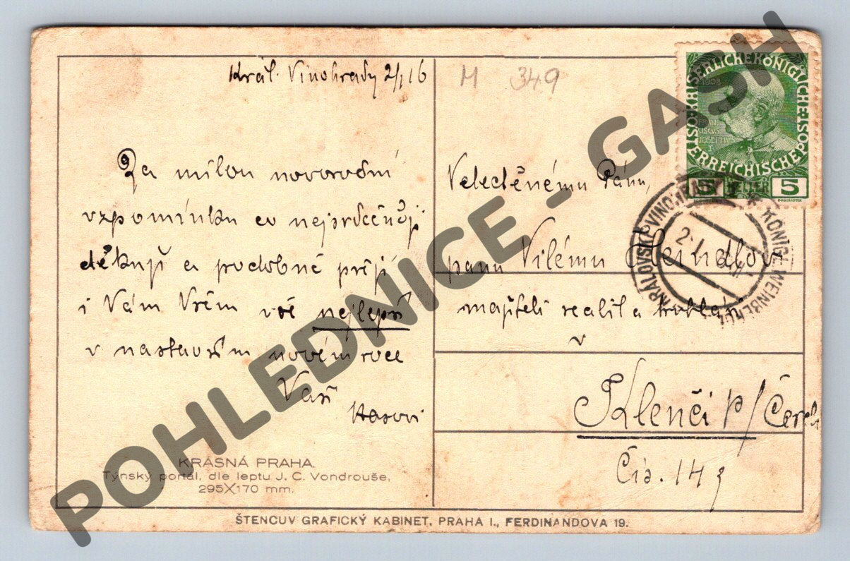 Pohlednice Staropražská Týnský portál lepta do 1950 (M349)