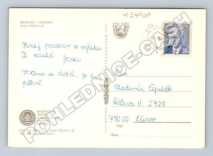 Pohlednice Beskydy Visalaje hotel a krajina 1975 (M34908)
