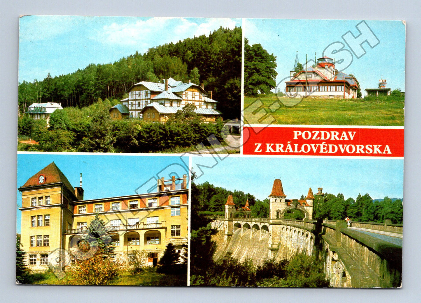 Pohlednice Královédvorsko Dolní Brusnice přehrada 1988 (M34914)