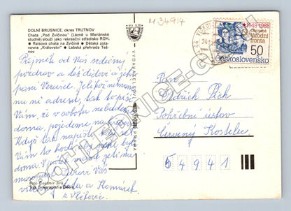 Pohlednice Královédvorsko Dolní Brusnice přehrada 1988 (M34914)