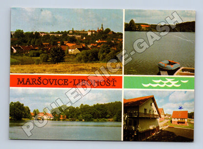 Pohlednice Maršovice Libohošť koláž s jezerem a obcí 1983 (M34919)