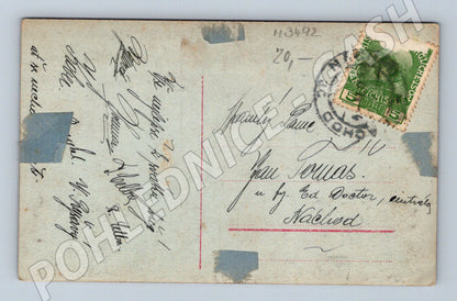 Pohlednice dívka s květinami kolor RU zaslaná (M3492)