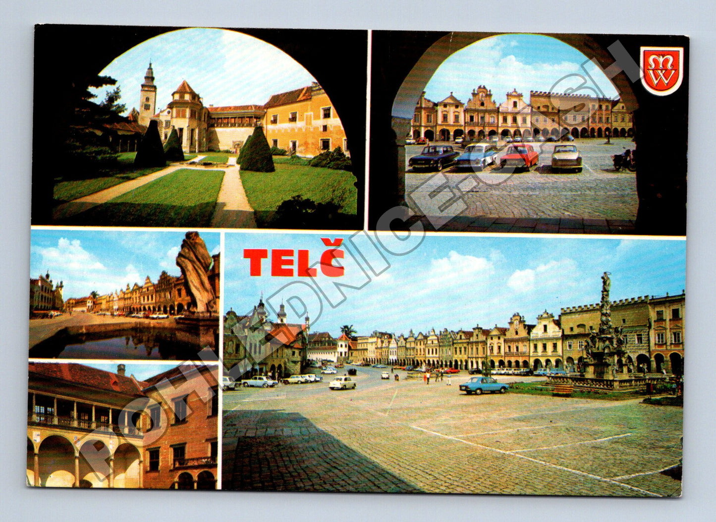 Pohlednice Telč zámek a náměstí (M34939)