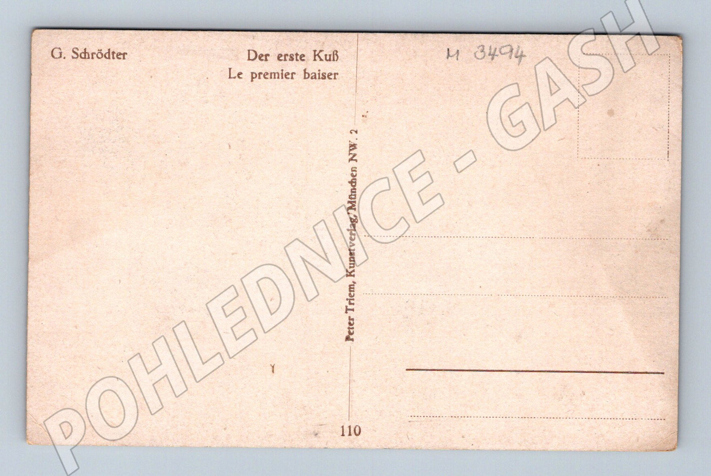 Pohlednice Schrödter První políbení malba (M3494)