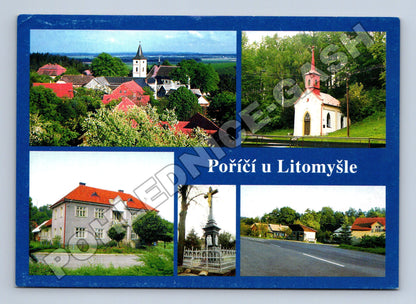 Pohlednice Poříčí u Litomyšle koláž motivů 1979 (M34944)