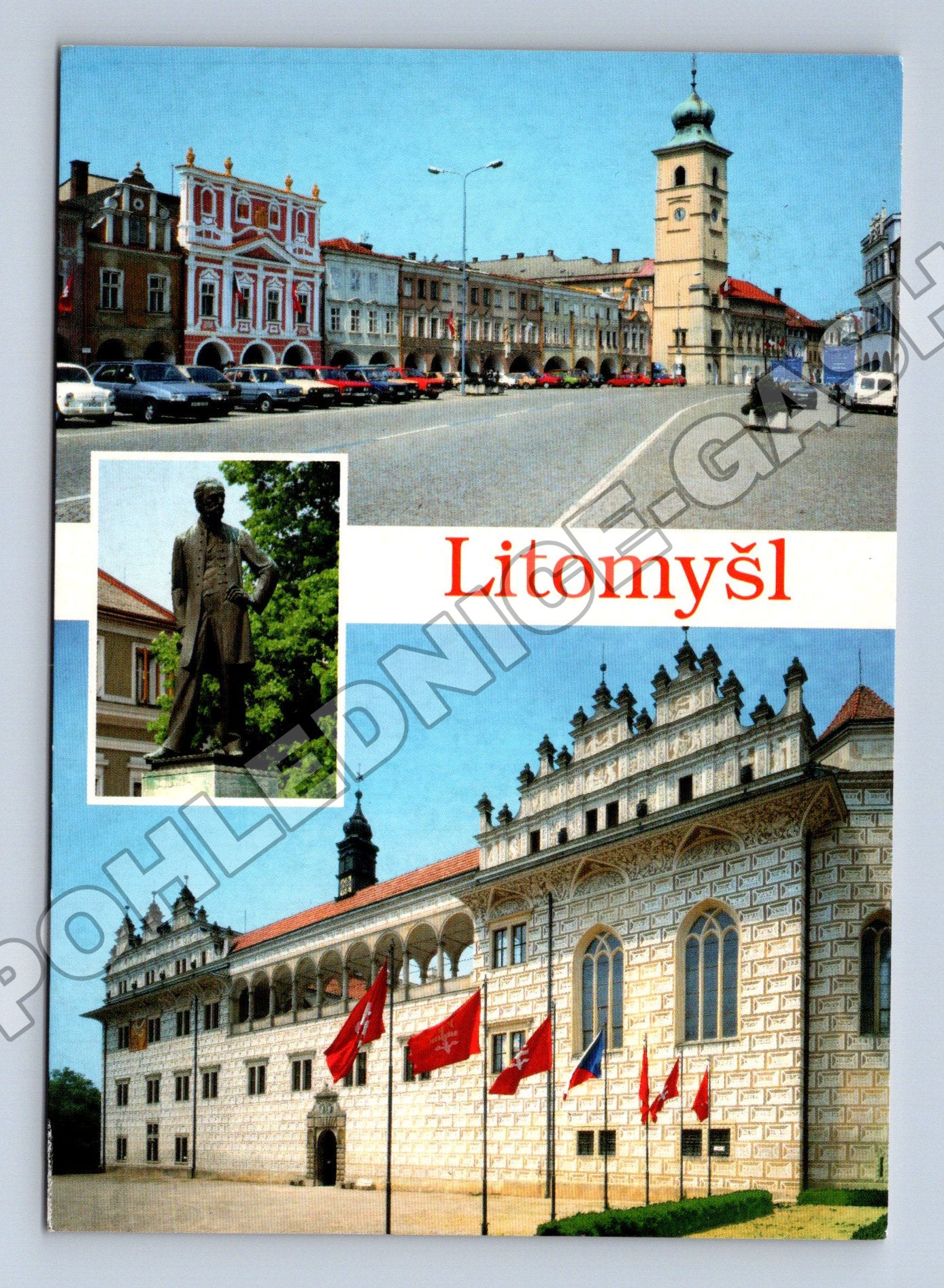 Pohlednice Litomyšl Smetanovo náměstí, zámek 1993 (M34945)
