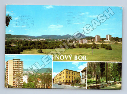 Pohlednice Nový Bor koláž s pohledy na město 1984 (M34953)