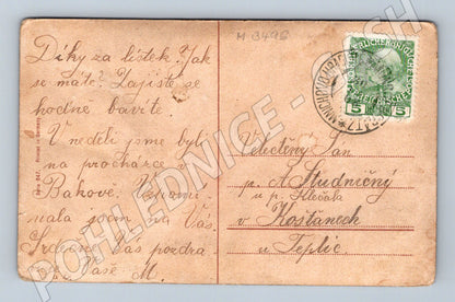 Pohlednice pár v kroji u košíku 1912 (M3496)