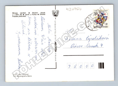 Pohlednice Bílina více pohledů náměstí zámek 1989 (M34964)
