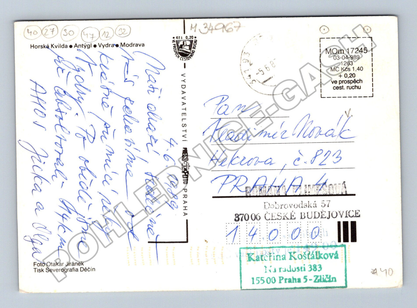 Pohlednice Povydří Šumava horské chaty a řeka Vydra 1989 (M34967)