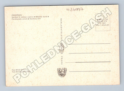 Pohlednice Prostějov radnice, Pernštejnský zámek, lázně 1970s (M34977)