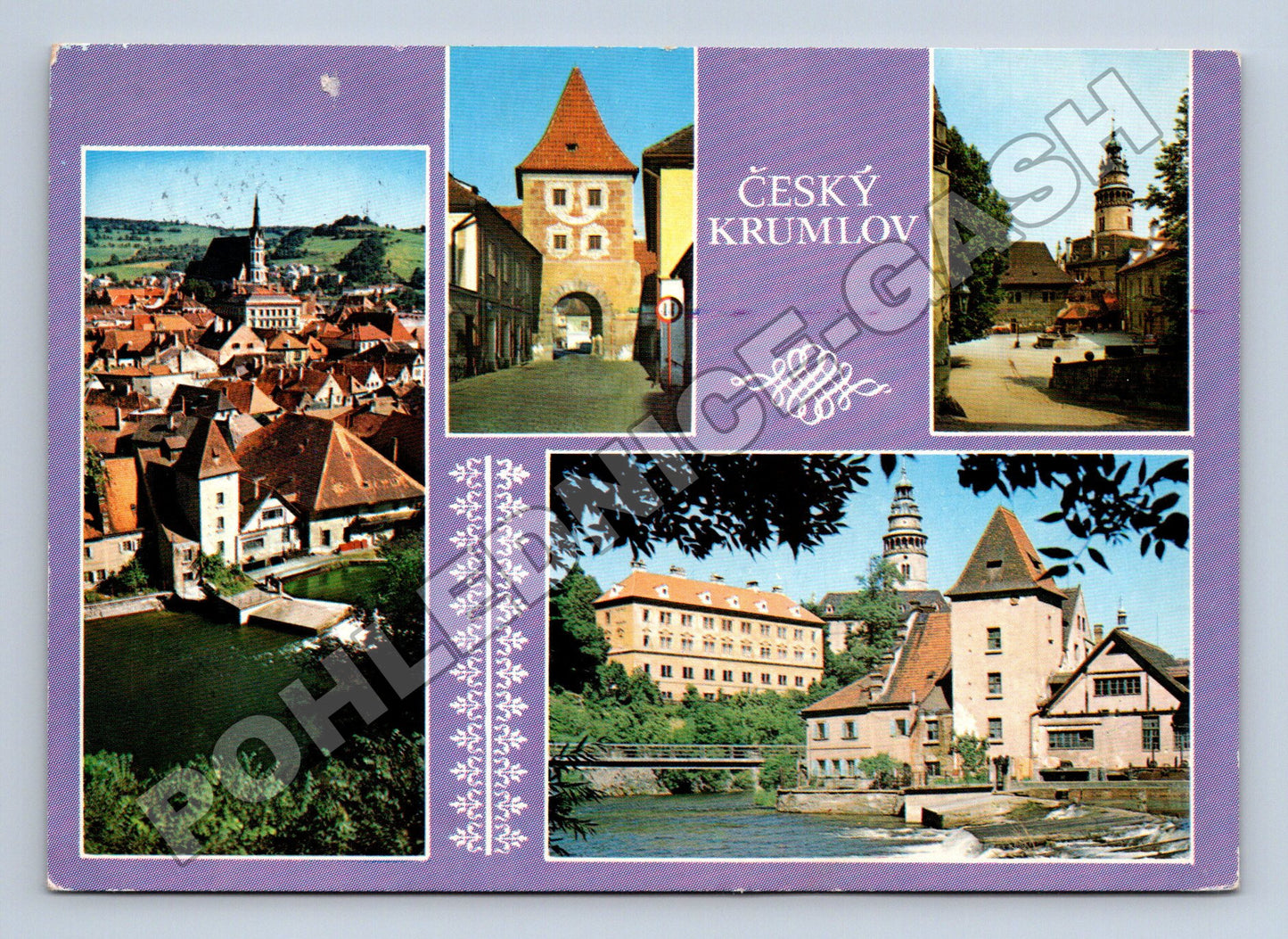 Pohlednice Český Krumlov koláž památek 1974 (M34983)