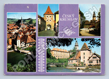 Pohlednice Český Krumlov koláž památek 1974 (M34983)