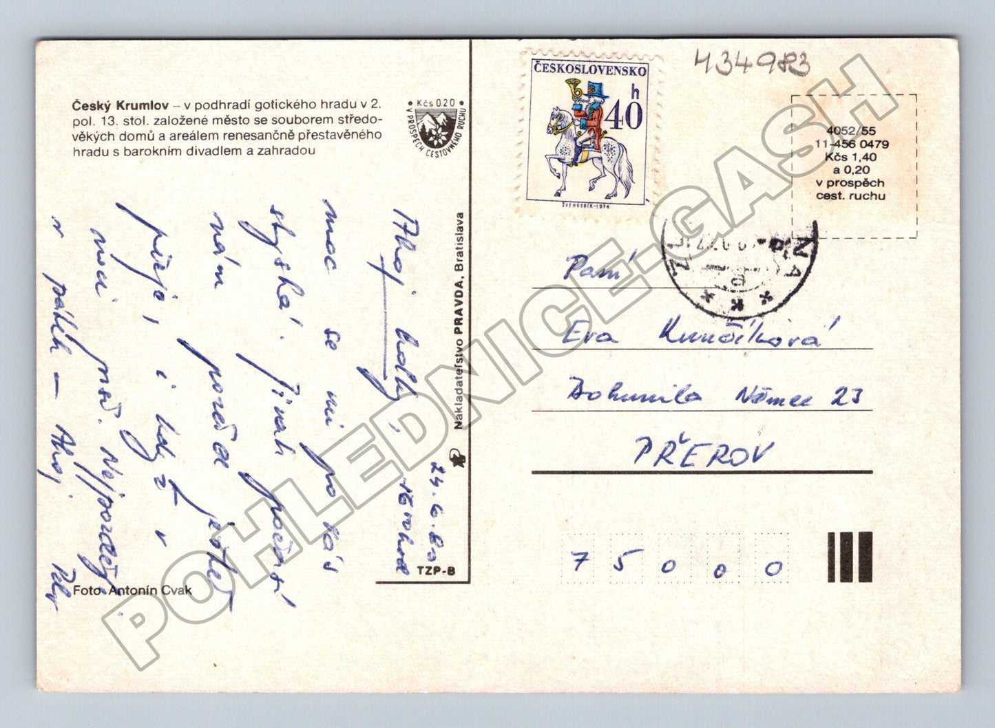 Pohlednice Český Krumlov koláž památek 1974 (M34983)
