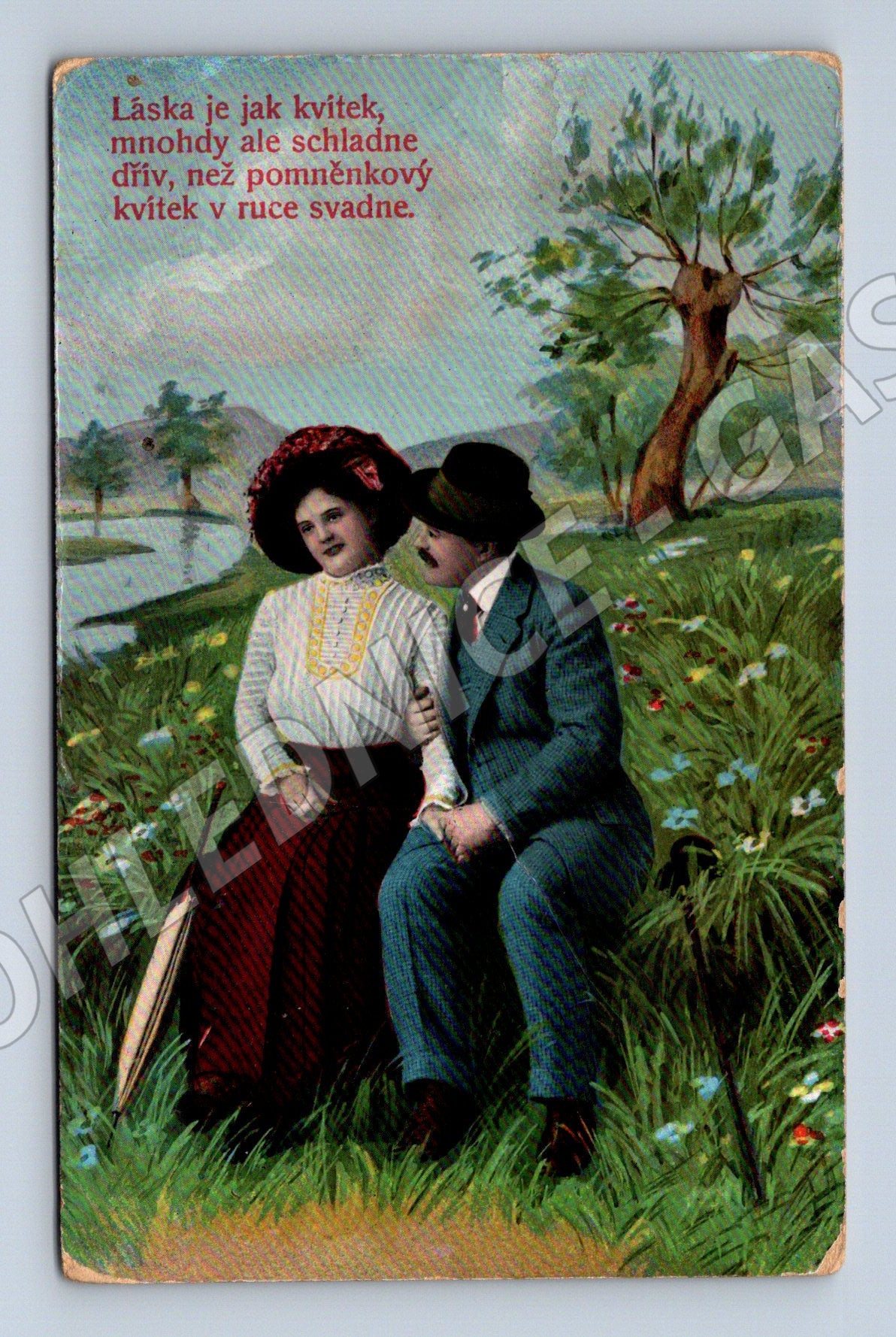 Pohlednice Láska je jak kvítek kolor ČR do 1950 (M3499)