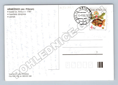 Pohlednice Hříměždice kostel sv. Anny a budovy 1998 (M34993)