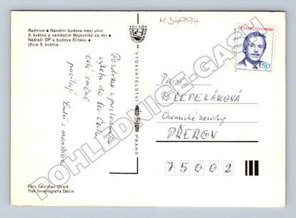 Pohlednice Liberec vícepohled radnice a ulice (M34994)