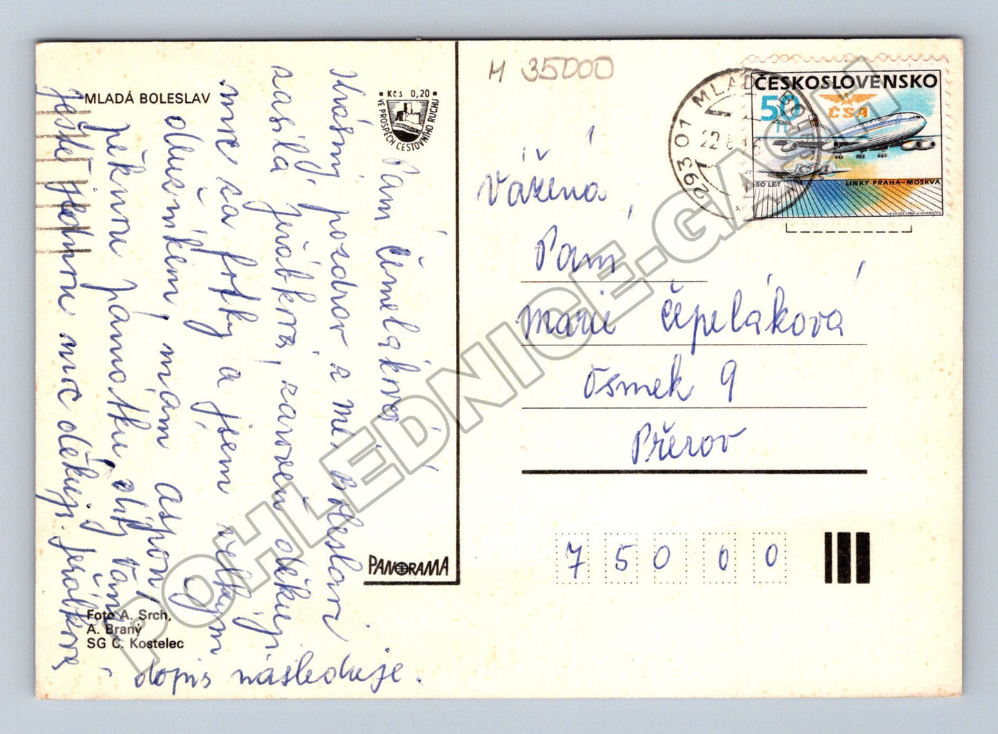 Pohlednice Mladá Boleslav panorama města 1983 (M35000)