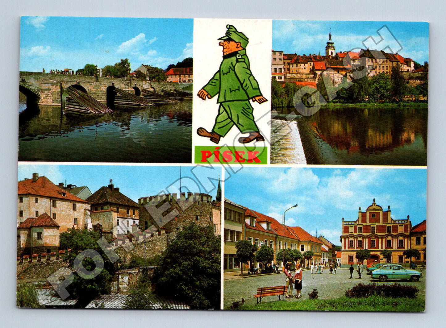 Pohlednice Písek Kamenny most náměstí hradby 1994 (M35007)